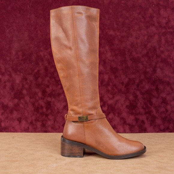 Linea Paolo Women Kamile Brown Leather Buckle Knee Riding Fashion Boots sz 7.5 - Picture 3 of 10